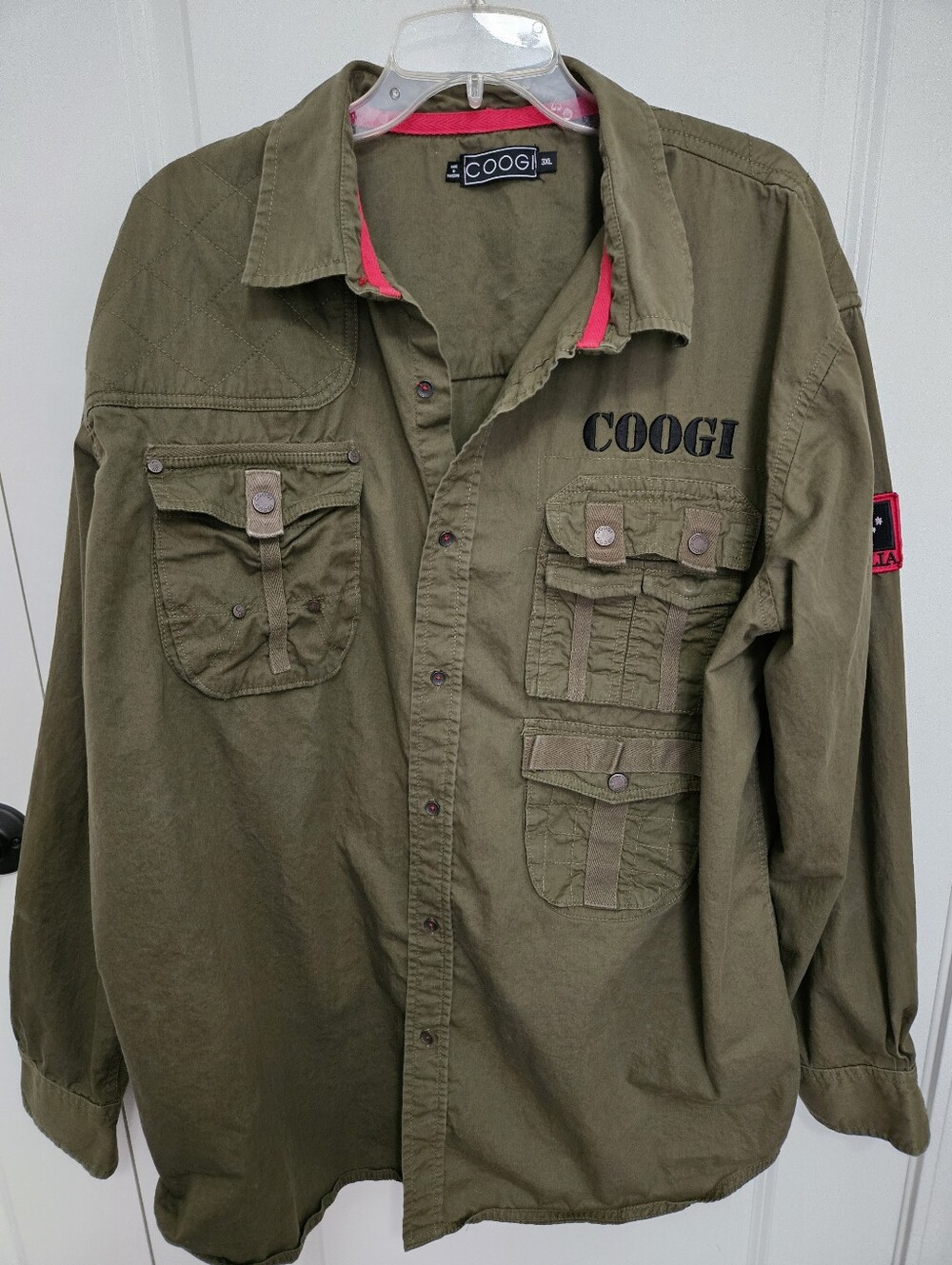 Coogi Men's Long Sleeved Button Down Military Jacket Size 3XL
